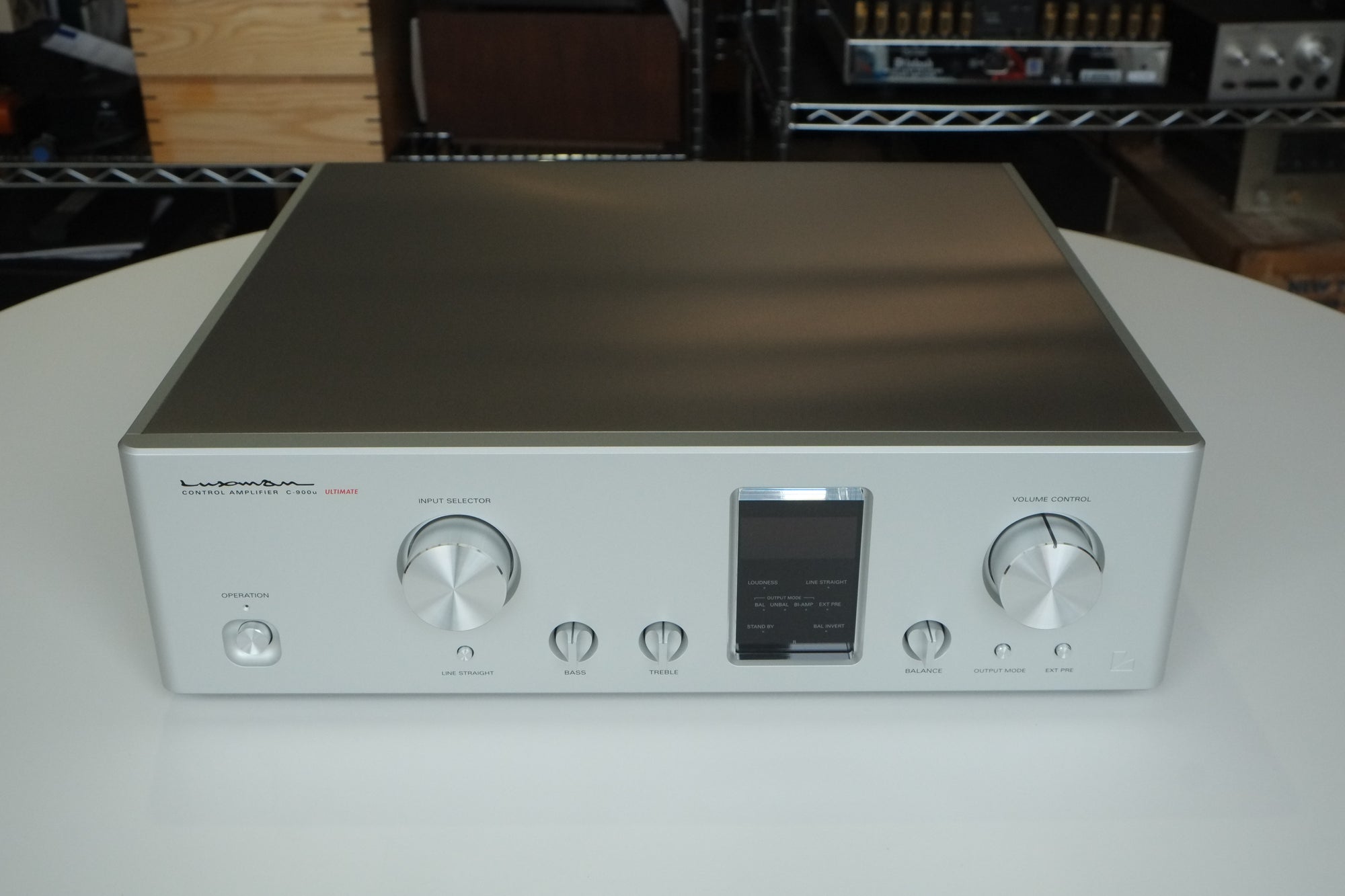 luxman c900u stereo preamplifier top front angle