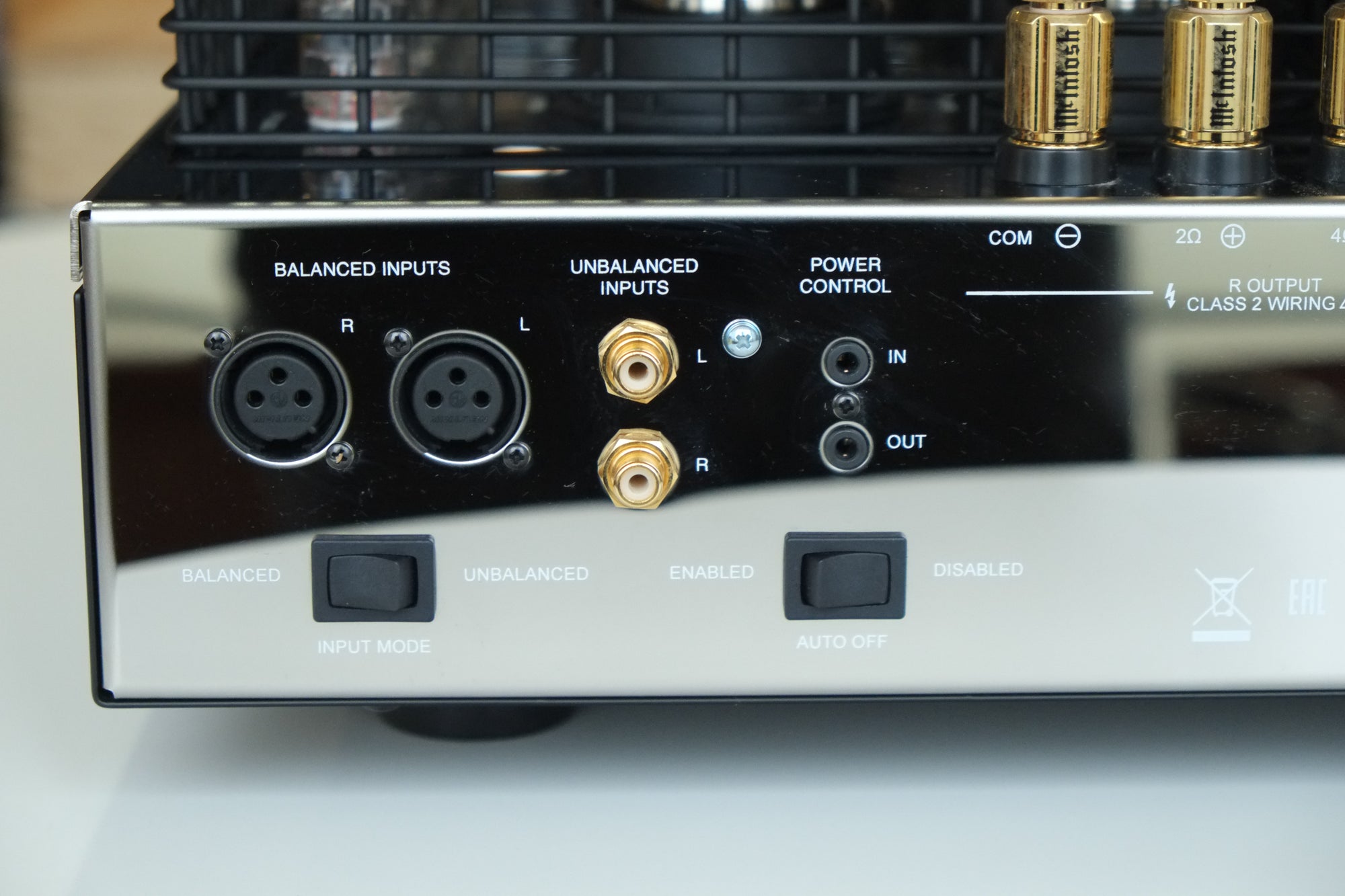 mcintosh mc1502 tube power amplifier back panel detail 2