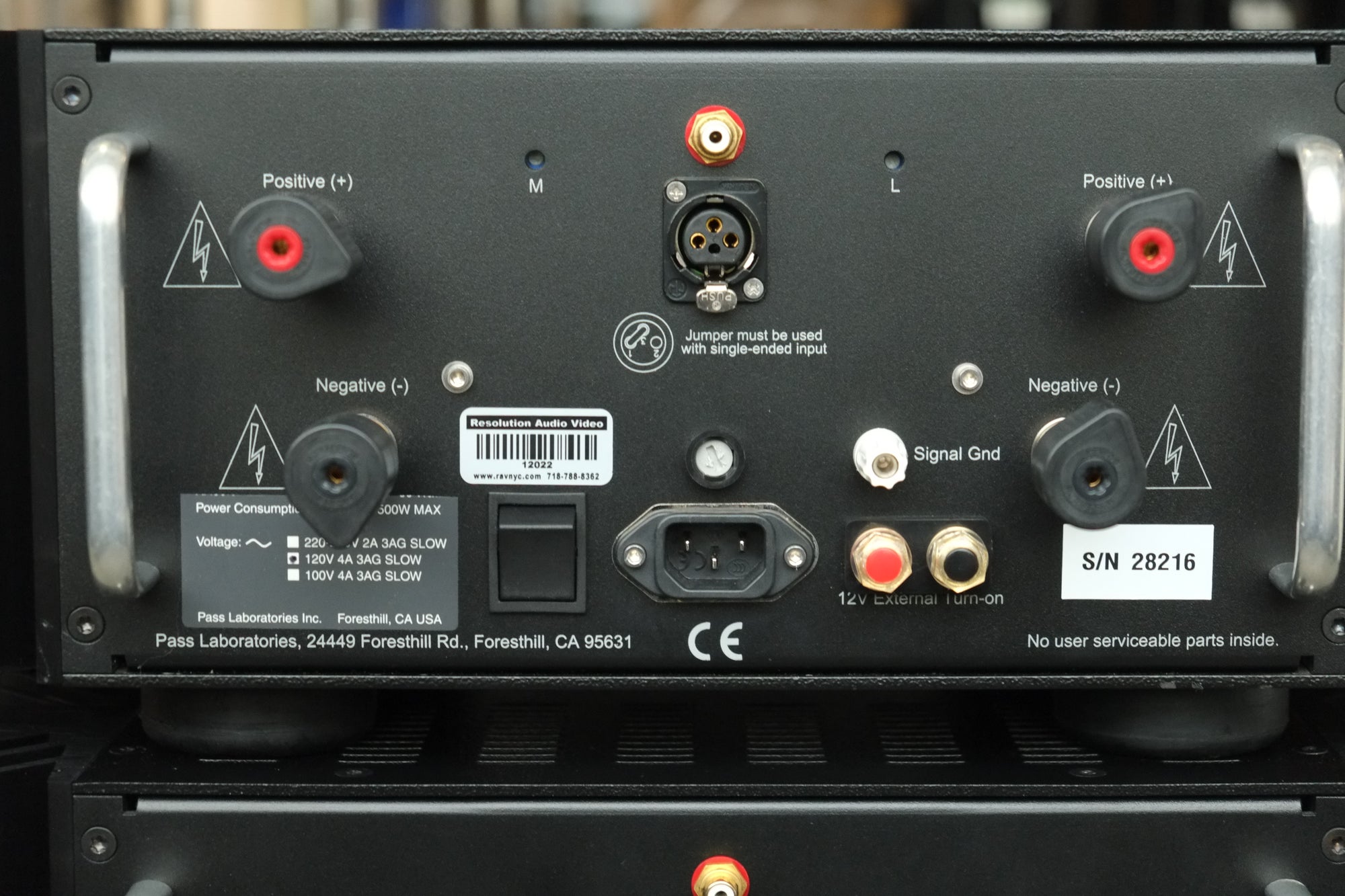 pass labs xa 60.8 monoblock power amplifier back top detail
